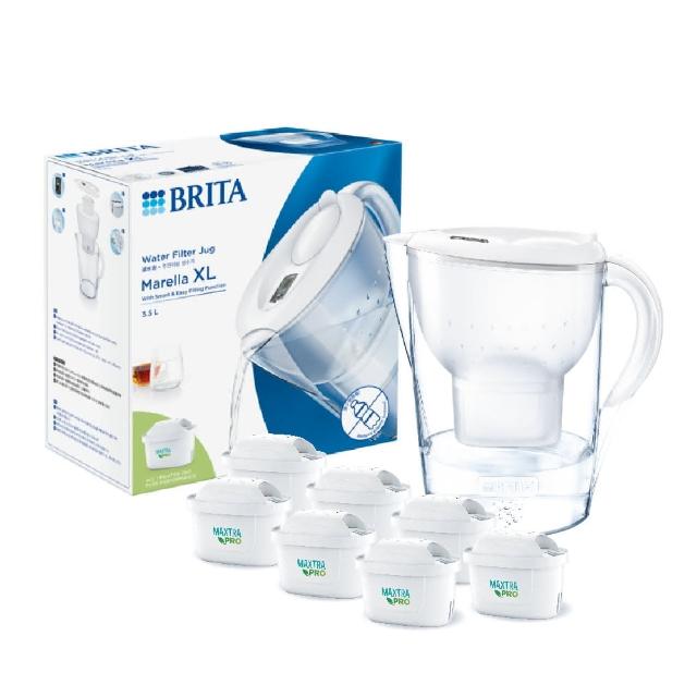 【BRITA】官方直營 Marella 3.5L馬利拉濾水壺+6入MXPRO全效型濾芯(共1壺7芯 兩色選)