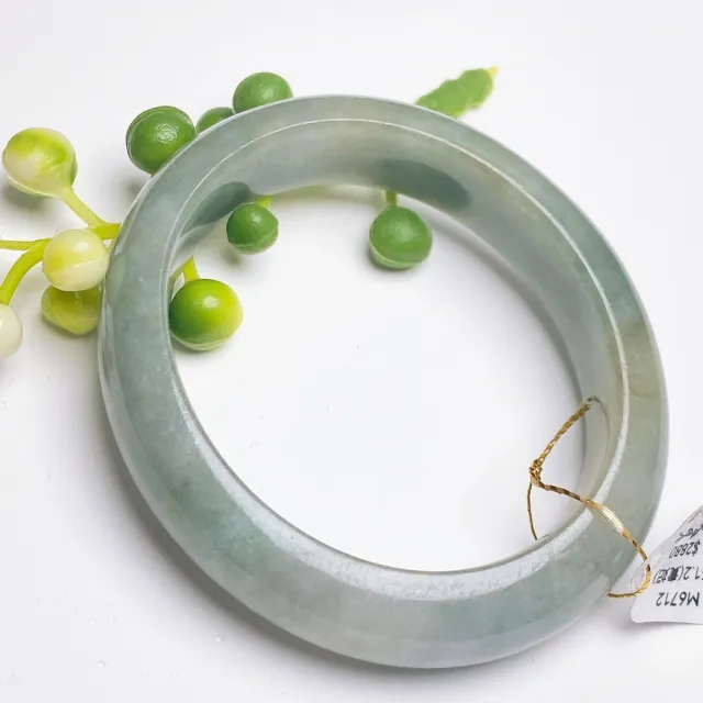 【玉我翡翠】翡翠手鐲 綠底貴妃鐲 手圍16.3mm M6712 緬甸A貨翡翠(精美包裝禮盒出貨/天然A貨翡翠)