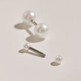 【vacanza】雙邊珍珠 316L醫療鋼飾品 轉珠純鋼耳環 單支(抗過敏 情人節禮物 生日禮物)