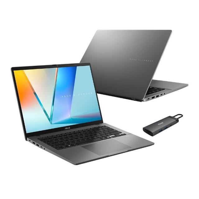 【ASUS 】 Type-C HUB組★14吋Ultra 5輕薄AI筆電(VivoBook S14 S3407CA/Ultra 5-225H/16G/512G SSD/W11)