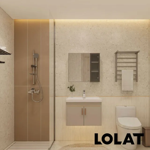 【LOLAT 羅力】生活加分３件組-鏡櫃+浴櫃+臉盆龍頭-含基本安裝費(MA501-KG+BNX2587+CA008-KG)