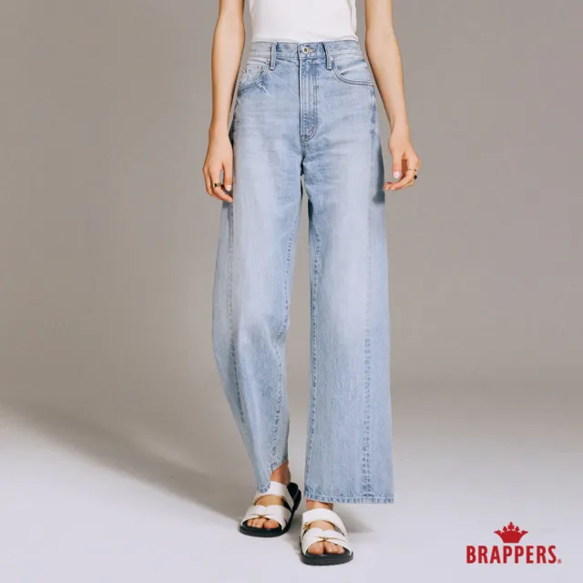 【BRAPPERS】女款 Boy friend系列-高腰全棉寬九分直筒褲(淺藍)