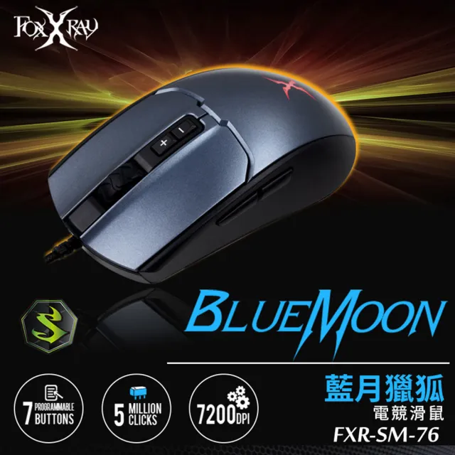 【FOXXRAY 狐鐳】藍月獵狐 有線電競鍵盤滑鼠特惠組(FXR-SKL-76+FXR-SM-76)