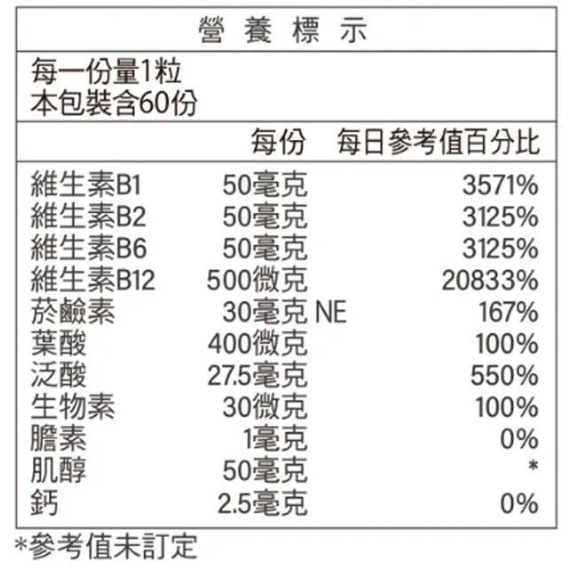 【Nutrimate 你滋美得】強化維他命B群3入組(共180顆)