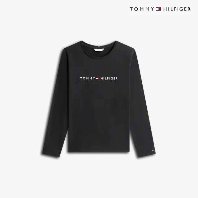 【TOMMY HILFIGER】官方旗艦館Essential 標誌長袖 T 恤_黑色