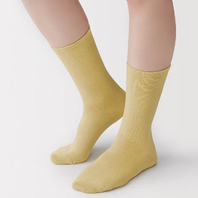 【MUJI 無印良品】女足口柔軟錐形直角襪23-25cm(柔白/象牙白/淺粉/煙燻黃/淺藍/暗藍)