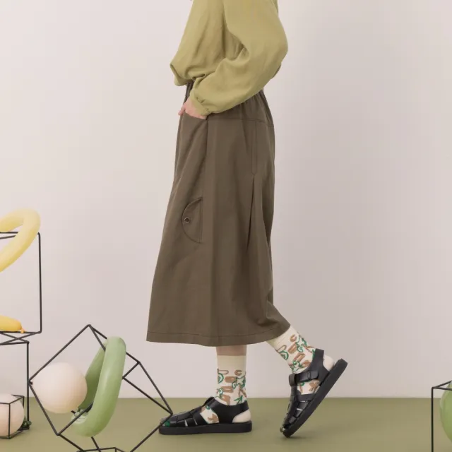 【MOSS CLUB】箱褶寬襬七分褲(藍 綠)