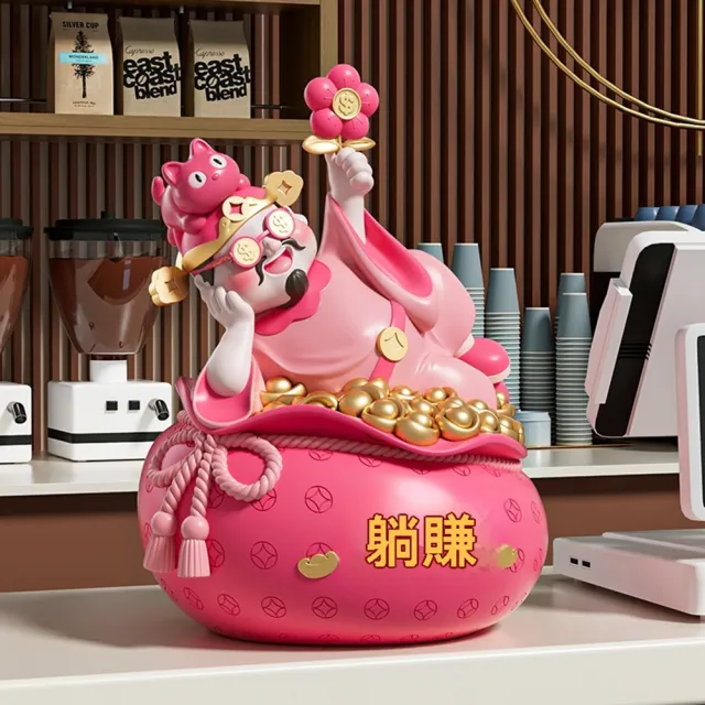 【Quality 聚家】財神爺擺件店舖前台存錢罐中式招財貓桌面裝飾品(財神爺擺件/桌面裝飾擺件/存錢收納陳列)