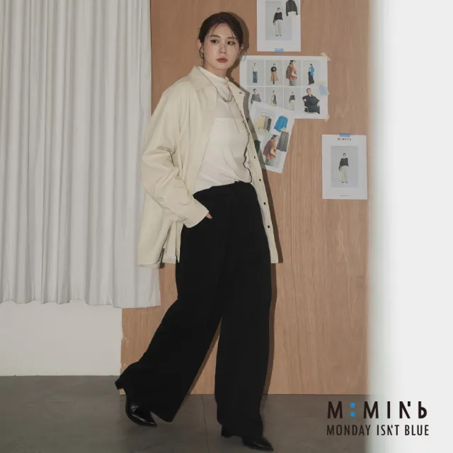 【M：MINb】柔軟皮質酷感襯衫外套(淺卡其/中大尺碼女裝/外套/襯衫外套/大尺碼女裝)