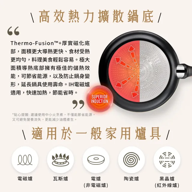 【Tefal 特福】法國製極上御藏系列24CM不沾鍋平底鍋(IH爐可用鍋/電磁爐適用)