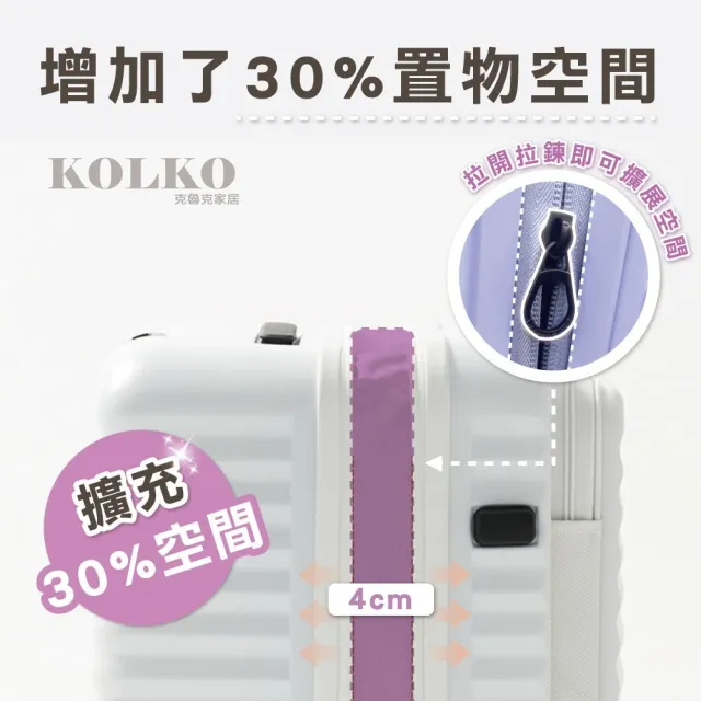 【KOLKO 克魯克家居】24吋前開行李箱(防爆拉鍊 大容量行李箱 旅行箱 拉桿箱 密碼鎖行李箱)