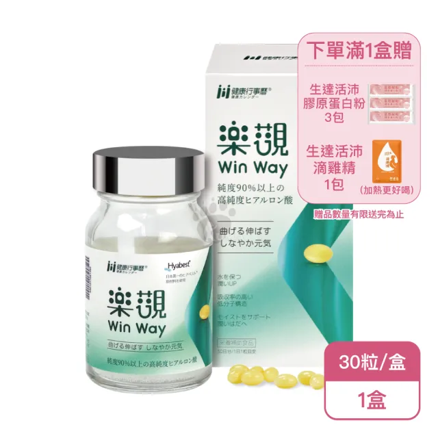 【生達醫藥集團】樂觀 流行鏈球菌發酵物軟膠囊X1盒(30粒/盒-含透明質酸鈉俗稱玻尿酸)