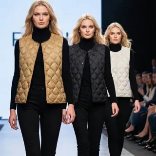 【米蘭精品】現貨+預購 真羽絨90%白鴨絨羽絨背心羽絨衣夾克(無領保暖葫蘆格女外套4色74ia60)