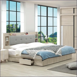 【麗得傢居】萊米克6尺床組 床頭片+四抽收納床底 雙人加大床組 床台(台灣製造)