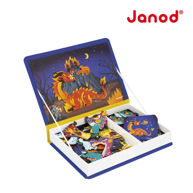 【Janod】磁鐵遊戲書-噴火龍(磁鐵書 遊戲書)