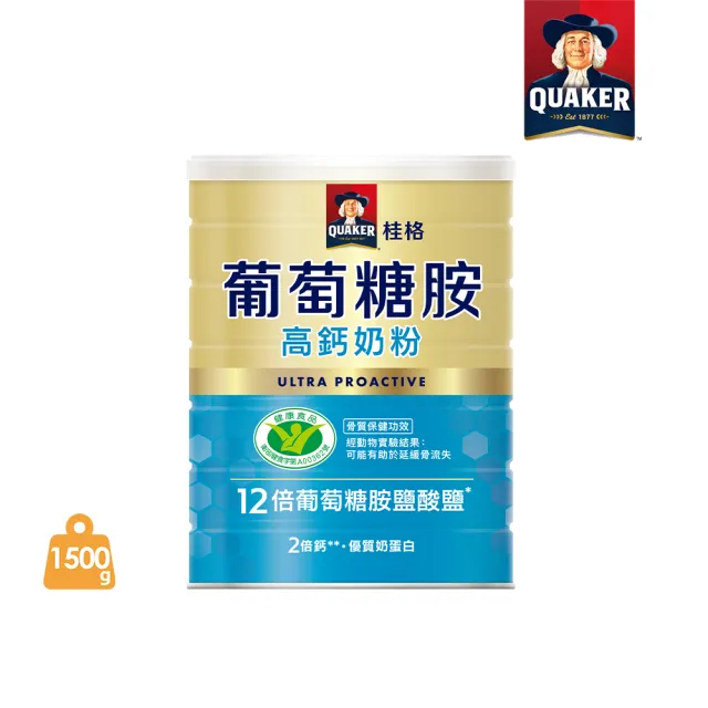 【QUAKER 桂格】葡萄糖胺高鈣奶粉1500gX1罐(新舊包裝交替中 隨機出貨)