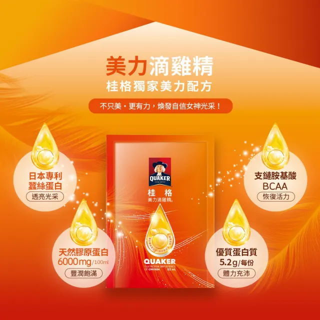 【QUAKER 桂格】買2送1-美力滴雞精52ml×8包x3盒 (共24入 90天營養巔峰健壯雞/專利蠶絲蛋白/美力推薦)