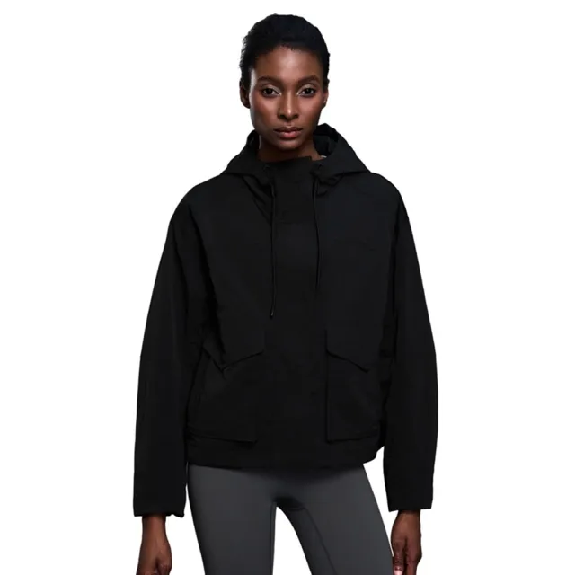 【巴黎精品】運動外套彈力秋冬跑步健身服裸感親膚秋冬女裝(機能連帽防潑女運動服3色n1mi58)