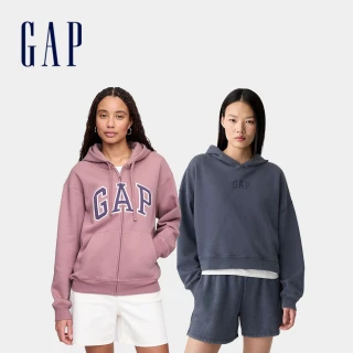 【GAP】女裝 Logo刺繡/印花刷毛連帽外套/帽T-多款任選(678782&841725&429497)