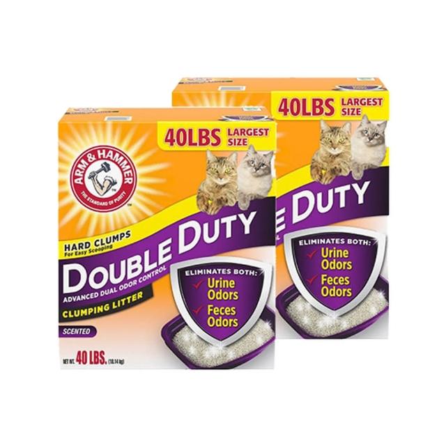 【ARM&HAMMER 鐵鎚】雙效加強除臭貓砂x2入(40LB/18.14kg)