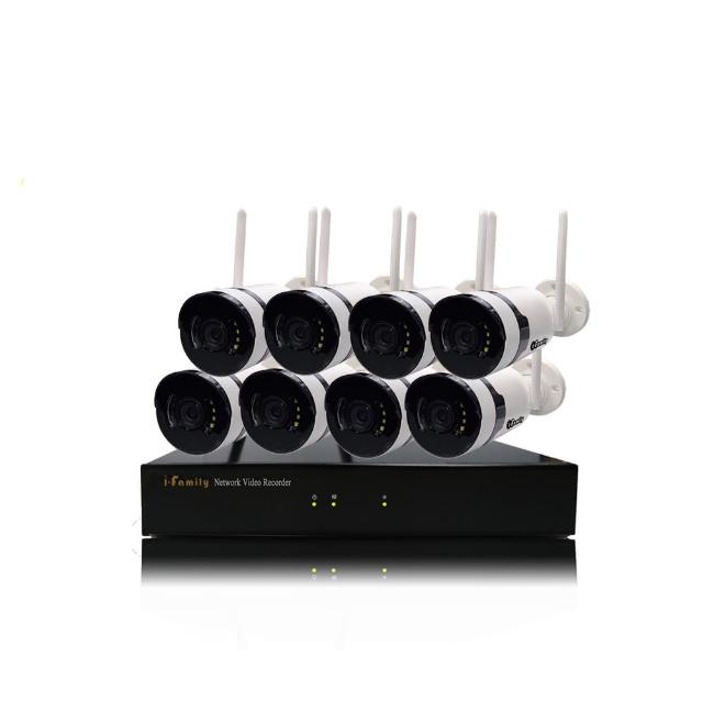 【I-Family】免配線設定簡易安裝 無線監視錄影系統 三百萬畫素 16路式 廣角鏡頭 一機8鏡