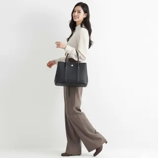 【A&L 老工匠】真皮經典精品牛皮/真皮柏金花園包30cm(真皮包包 經典黑)