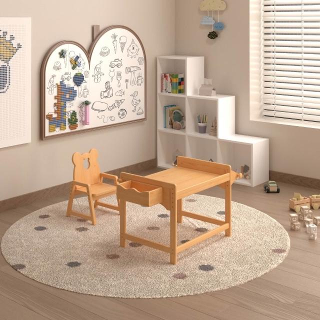 【HABABY】小熊成長書桌椅組合(學齡前書桌椅 成長型書桌 學習書桌)