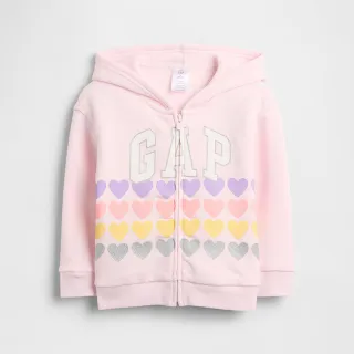 【GAP】女幼童裝 Logo刺繡印花連帽外套-淡粉色(837965)