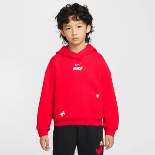 【NIKE 耐吉】長袖上衣 童裝 大童 男童 帽T CNY新年 毛圈布 K NSW CLUB FLC HD CNY 紅 IQ3934-657