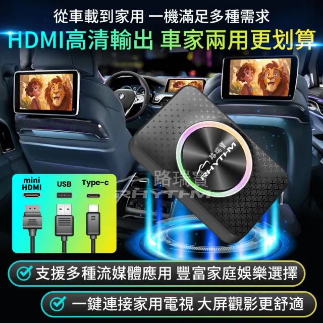 【Rhythm 路瑞寶】Carcube TV輕效能版車用安卓盒(支援CarPlay＋安卓雙系統同步操作)