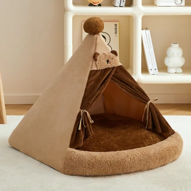 【Quality 聚家】帳篷式寵物窩 封閉式狗窩 中小型犬狗窩（38*38*43CM）(三角結構 內部大空間 雙門簾設計)