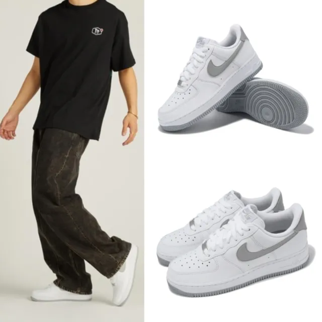 【NIKE 耐吉】休閒鞋 Air Force 1 07 男鞋 女鞋 白 灰 灰勾 百搭 小白鞋 AF1(FJ4146-100)