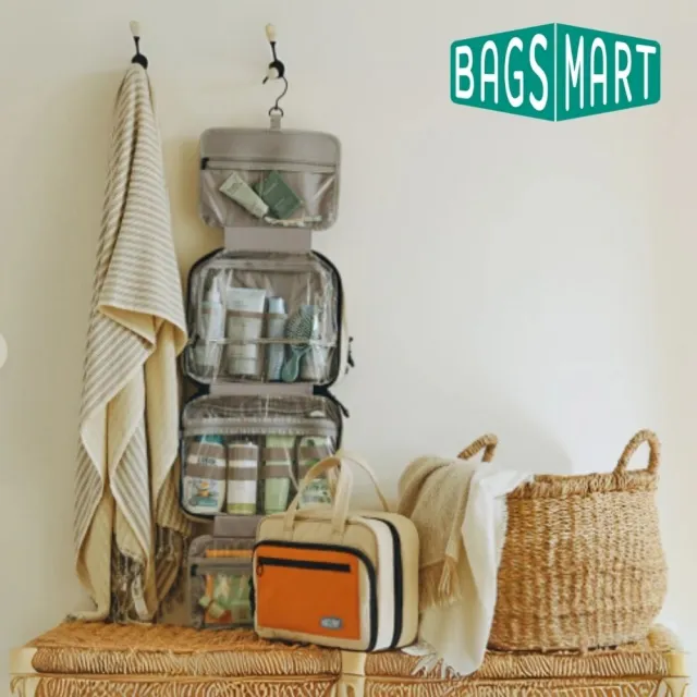 【BAGSMART】雙11 掛式旅行盥洗包(防水材質、大容量、多隔層)
