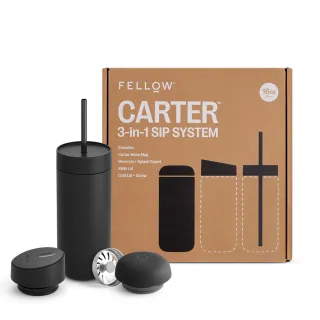 【FELLOW】474ml 禮盒組 卡特隨行真空保溫瓶 一杯三蓋 Carter Kit V3(陶瓷塗層/隔熱保冰/保溫杯/吸管杯)