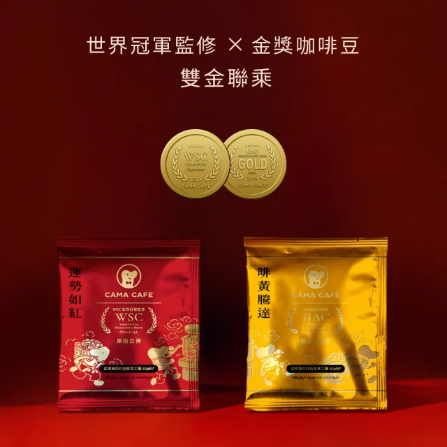【cama cafe】現沖好運專業職人禮盒(咖啡濾掛8gx20包;義式咖啡豆/果樹女神+304不鏽鋼手沖壺1個)母親節禮物