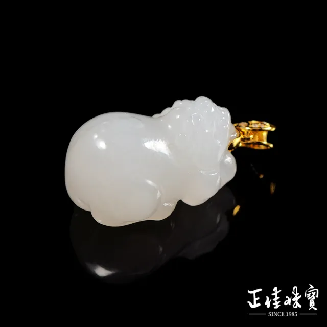 【正佳珠寶】和田白玉 頂級新疆老礦籽料 7.8g 白玉貔貅 和田白玉吊墜｜18K金鑽石