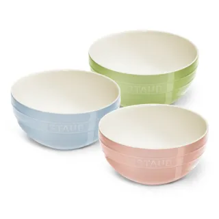 【法國Staub】圓形陶瓷湯碗18cm-豆沙粉/奶油藍/青檸綠3色任選(德國雙人牌集團官方直營)