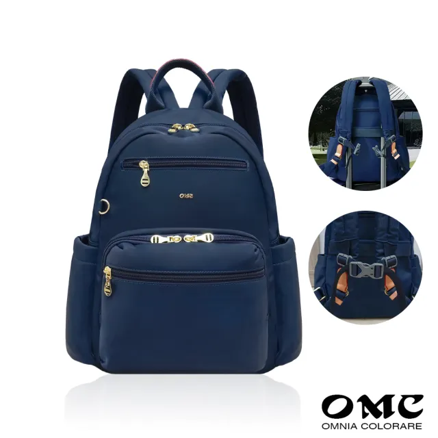 【OMC】雙11 必buy寬側袋附胸扣旅行休閒後背包03531A(深藍)