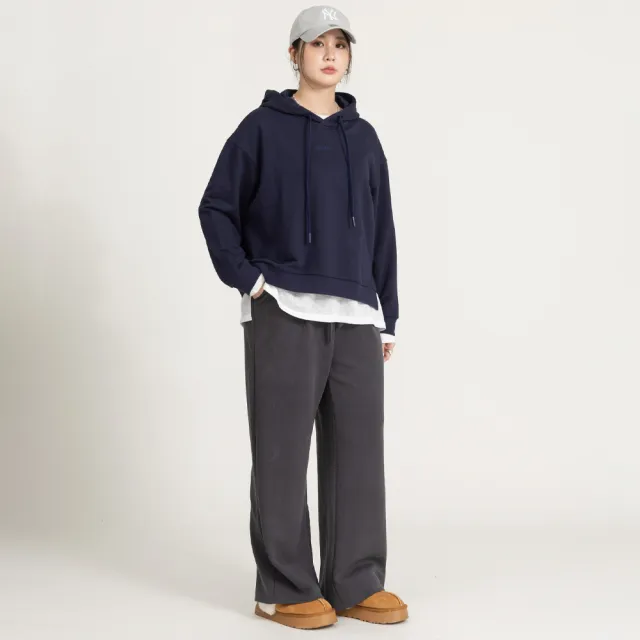 【M：MINb】not today繡花開衩連帽大學T(深藍/中大尺碼女裝/XL女裝/女裝/大尺碼上衣/大尺碼帽T)
