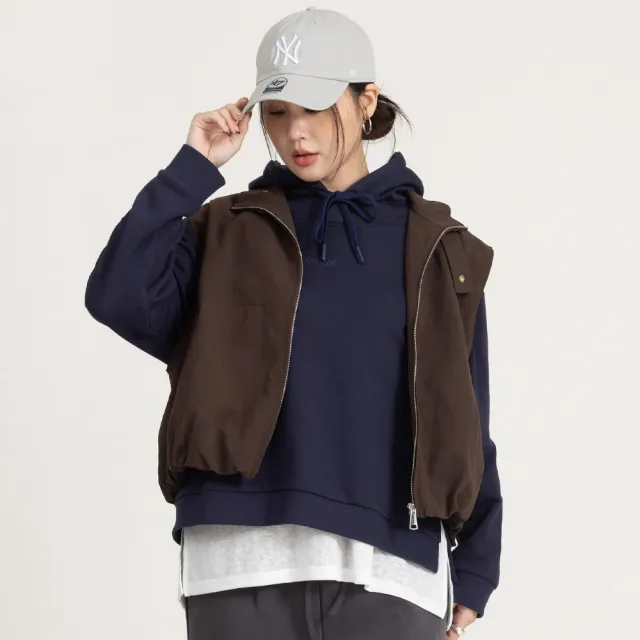 【M：MINb】not today繡花開衩連帽大學T(深藍/中大尺碼女裝/XL女裝/女裝/大尺碼上衣/大尺碼帽T)