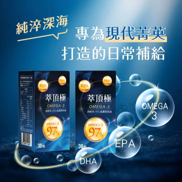 【橙姑娘】萃頂極omega-3 西班牙深海魚油 五入組(30粒/瓶)