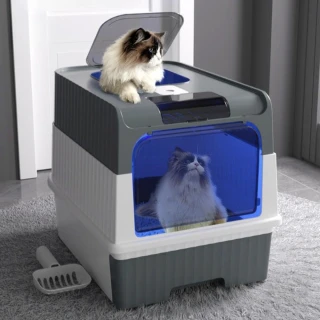 【Quality 聚家】封閉式貓砂盆 抽屜式貓砂盆 貓廁所 貓便盆（消毒款）(雙開門設計/帶除臭碳包/空間升級)