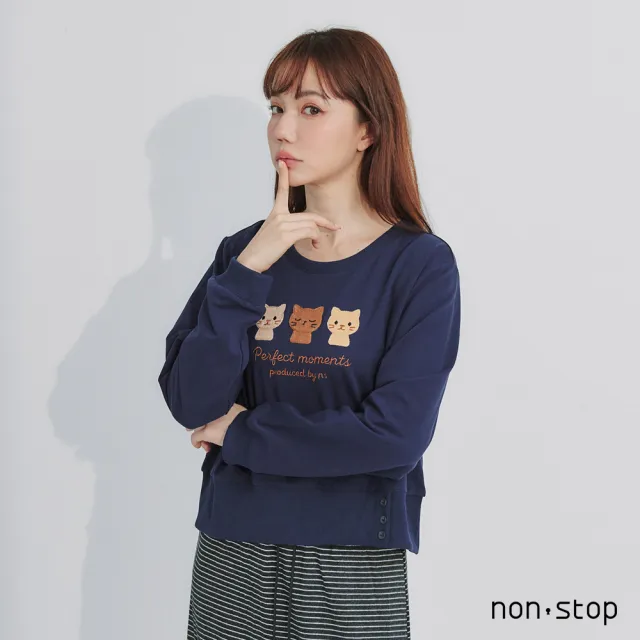 【non-stop】萌寵插畫刺繡短版T恤-3色
