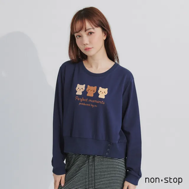 【non-stop】萌寵插畫刺繡短版T恤-3色