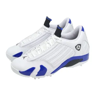 【NIKE 耐吉】高爾夫球鞋 Air Jordan 14 G 男鞋 白 藍 喬丹 AJ14 可拆式鞋釘(HJ7710-101)