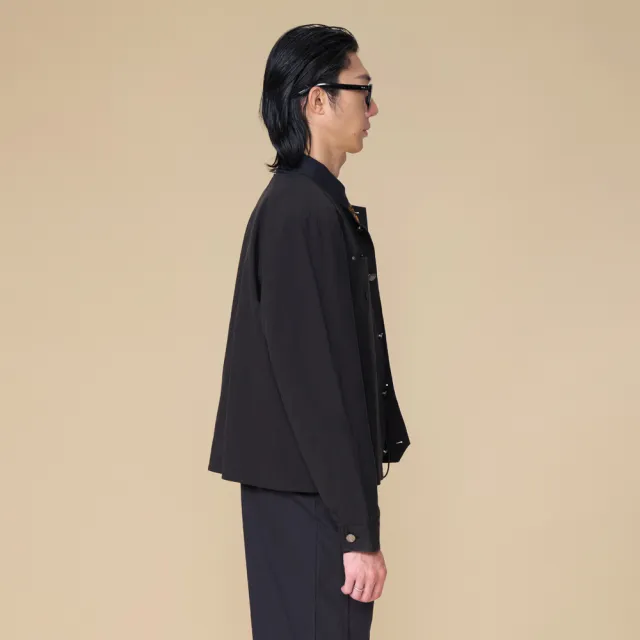 【ARVOpm】男女同款 無領黑色外套00122505102/圓領夾克(限時6折)
