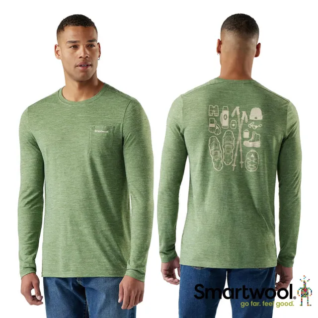 【SmartWool】男 塗鴉 長Tee/登山裝備(美麗諾羊毛 快乾 吸濕排汗 排汗衣 抑菌抗臭 大麻纖維混紡)