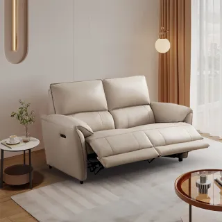 【Cheers 芝華仕】預購★頭等艙 頭層牛皮 雙人零靠牆電動沙發組附USB 30328 棉白色