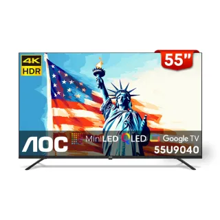 【AOC】58H快配★55型 4K QD MiniLED Google TV 量子點智慧顯示器(55U9040)