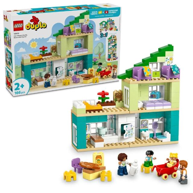 【LEGO 樂高】得寶系列 10470 3 合 1 現代住家玩偶組(啟蒙玩具 娃娃屋玩具 積木 幼兒玩具)